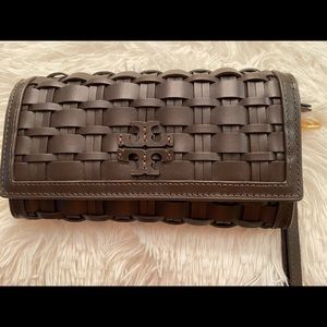 EUC.  Tory Burch Britton woven flap wallet/wristlet. Has been used once.